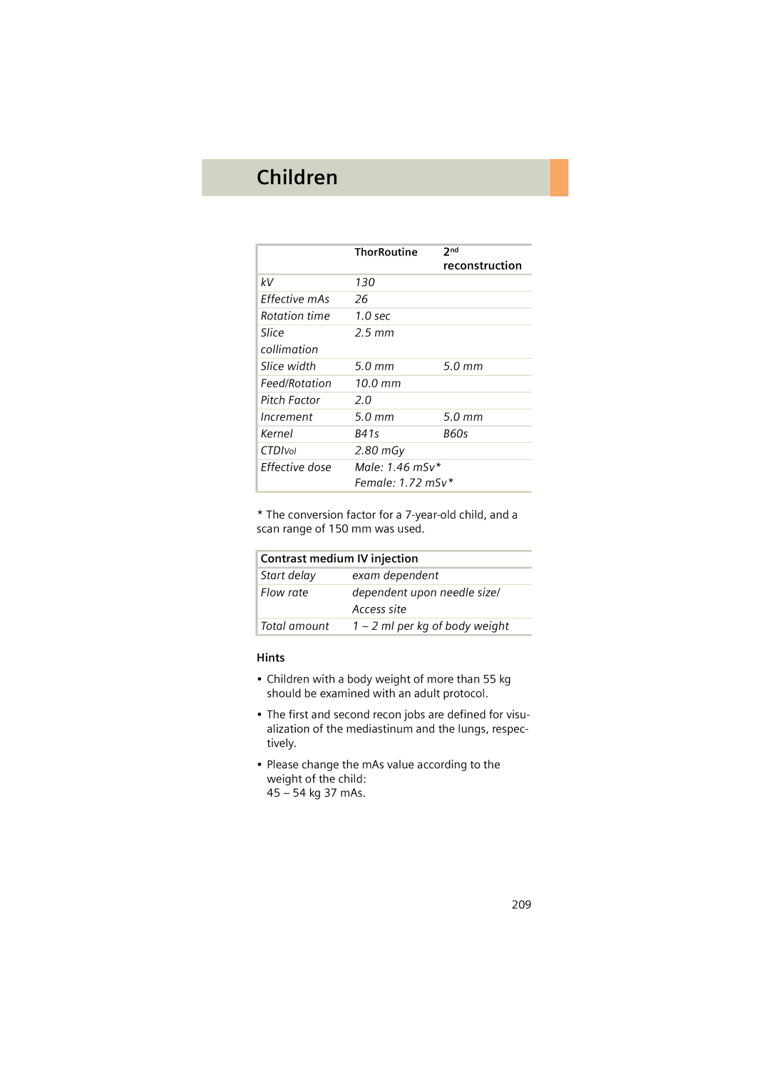 Siemens Software version syngo CT 2005C manual Children 