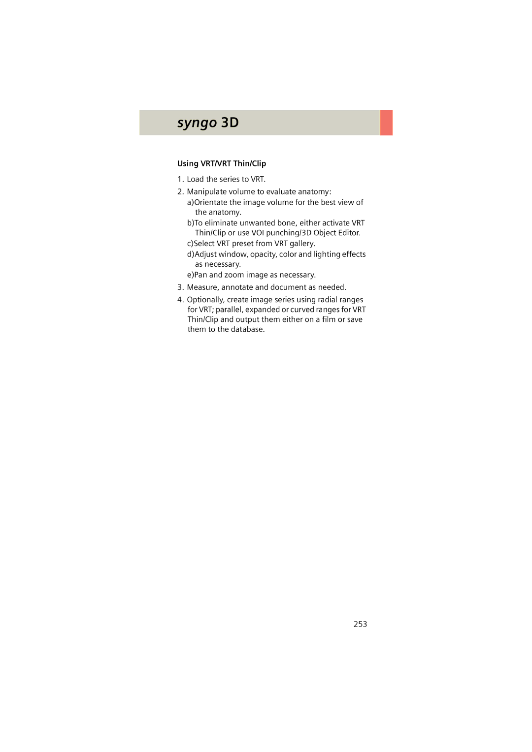 Siemens Software version syngo CT 2005C manual Using VRT/VRT Thin/Clip 