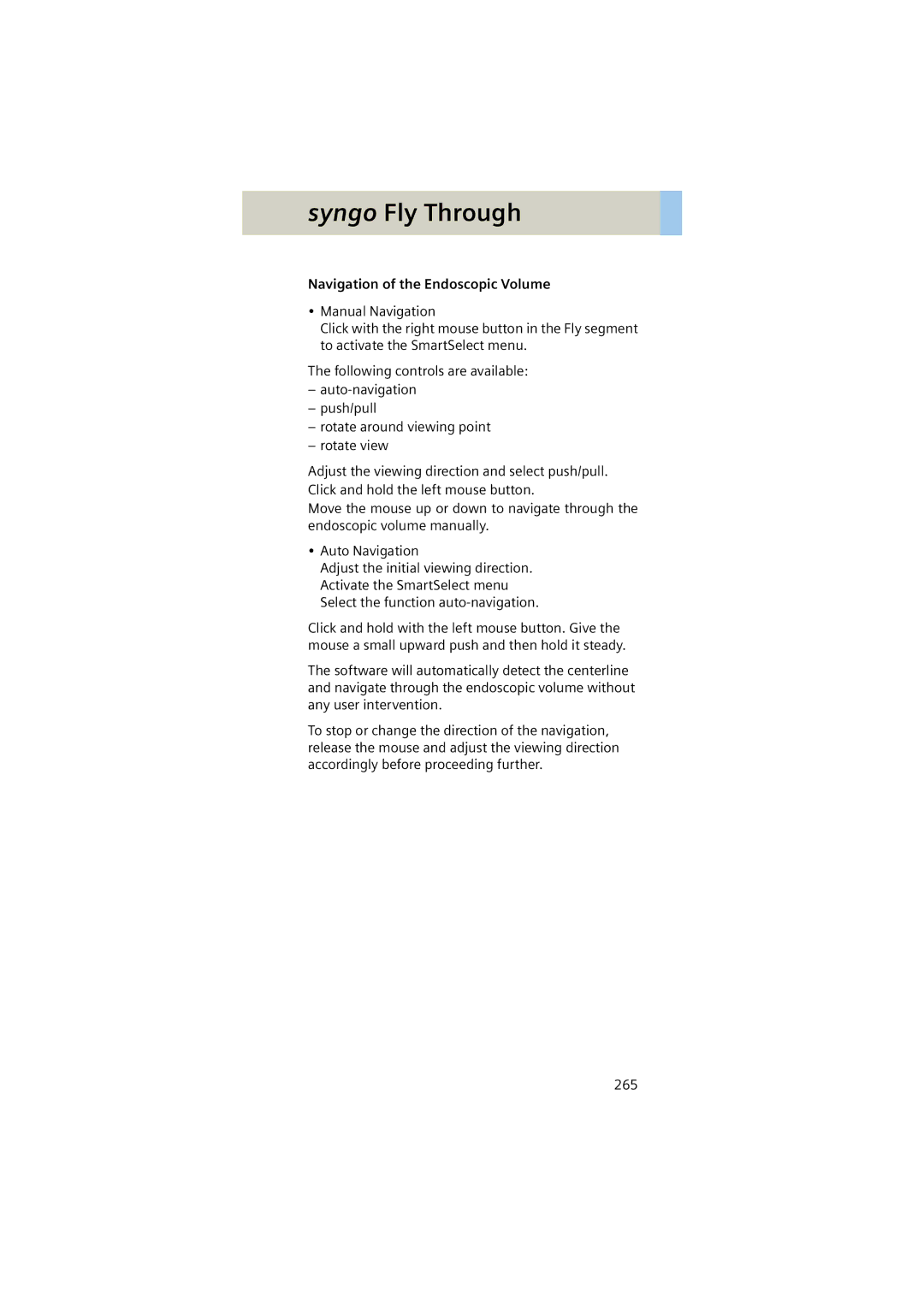 Siemens Software version syngo CT 2005C manual Navigation of the Endoscopic Volume 