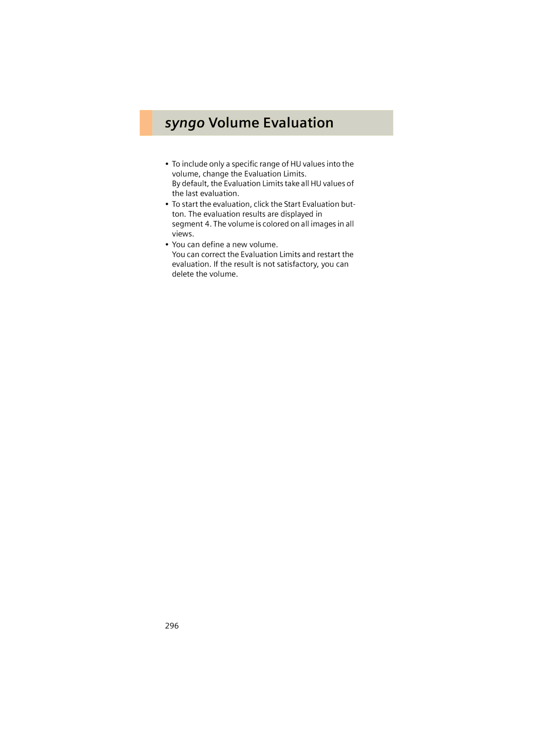 Siemens Software version syngo CT 2005C manual Syngo Volume Evaluation 