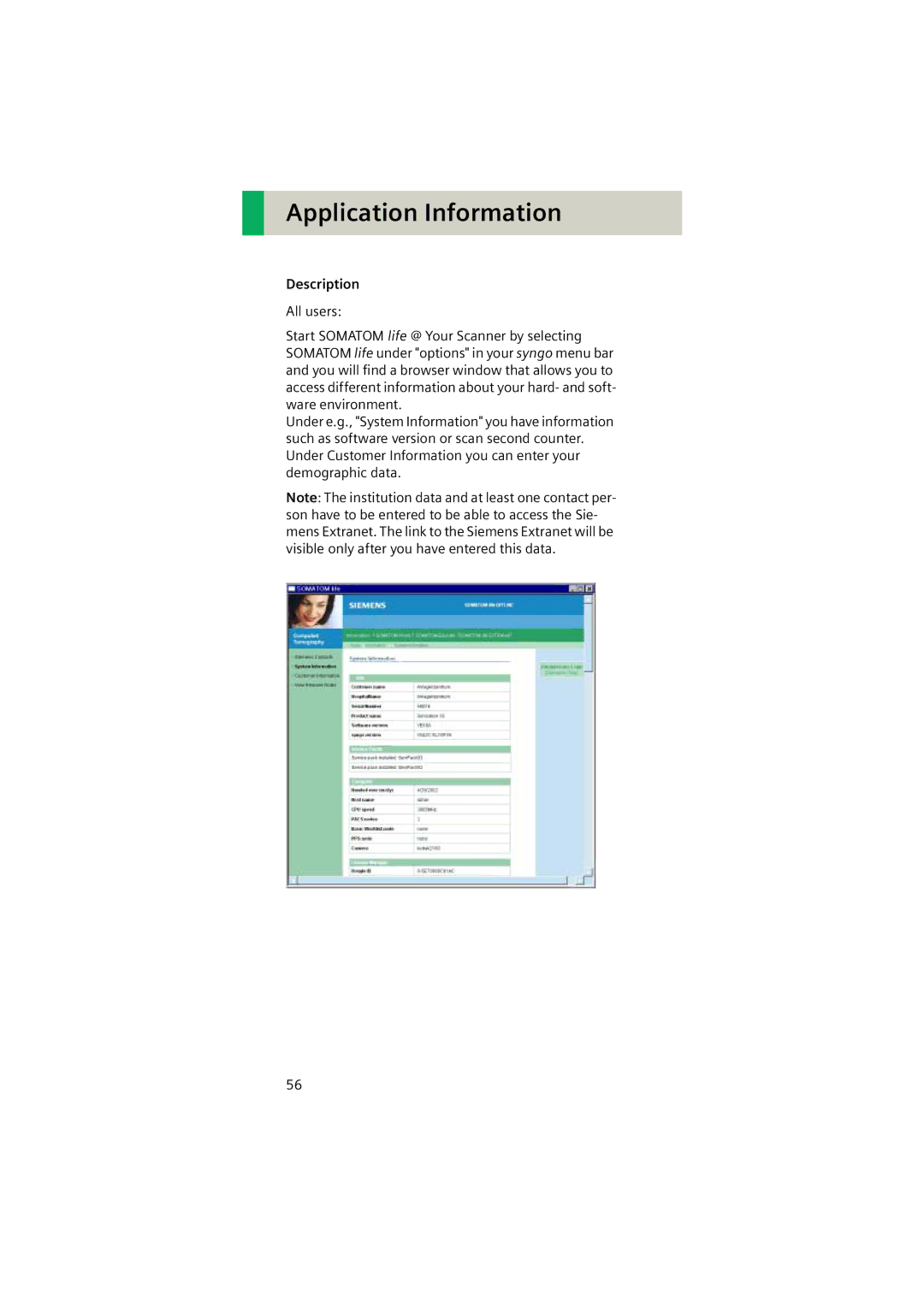 Siemens Software version syngo CT 2005C manual Description 