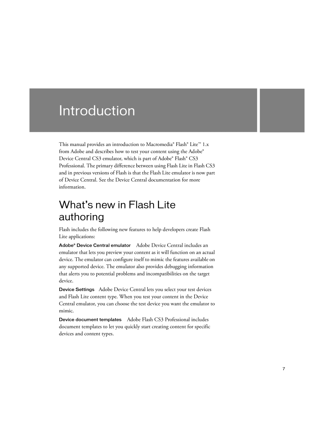 Siemens sony manual Introduction, What’s new in Flash Lite authoring 