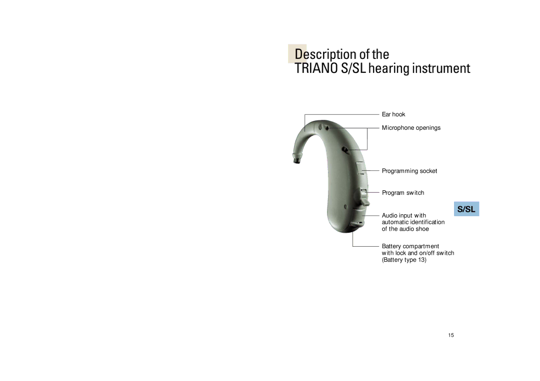 Siemens 3 P, SP manual Triano S/SL hearing instrument 