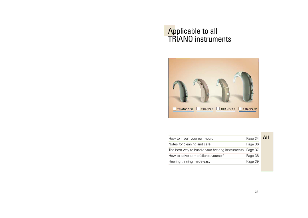 Siemens SL, SP, 3 P manual Applicable to all Triano instruments 