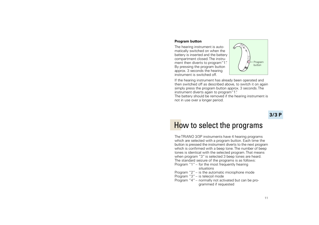 Siemens SP, SL manual How to select the programs, 3 / 3 P, Program button 
