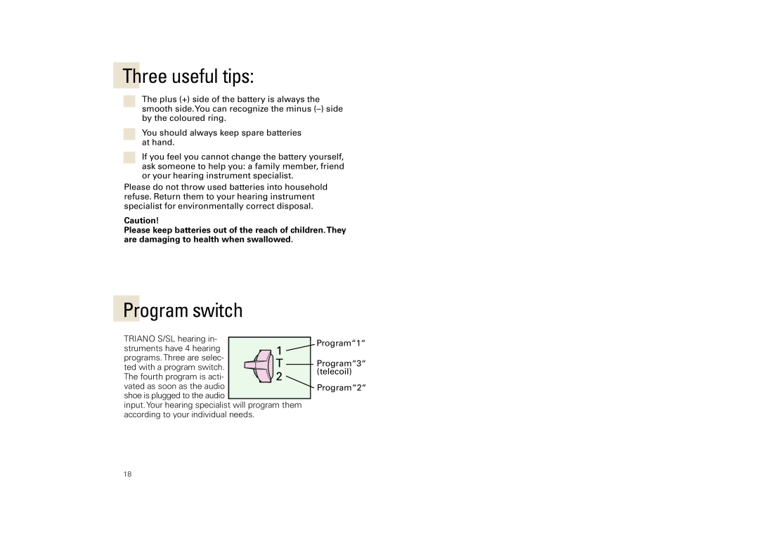 Siemens SP, SL, 3 P manual Three useful tips, Program switch 