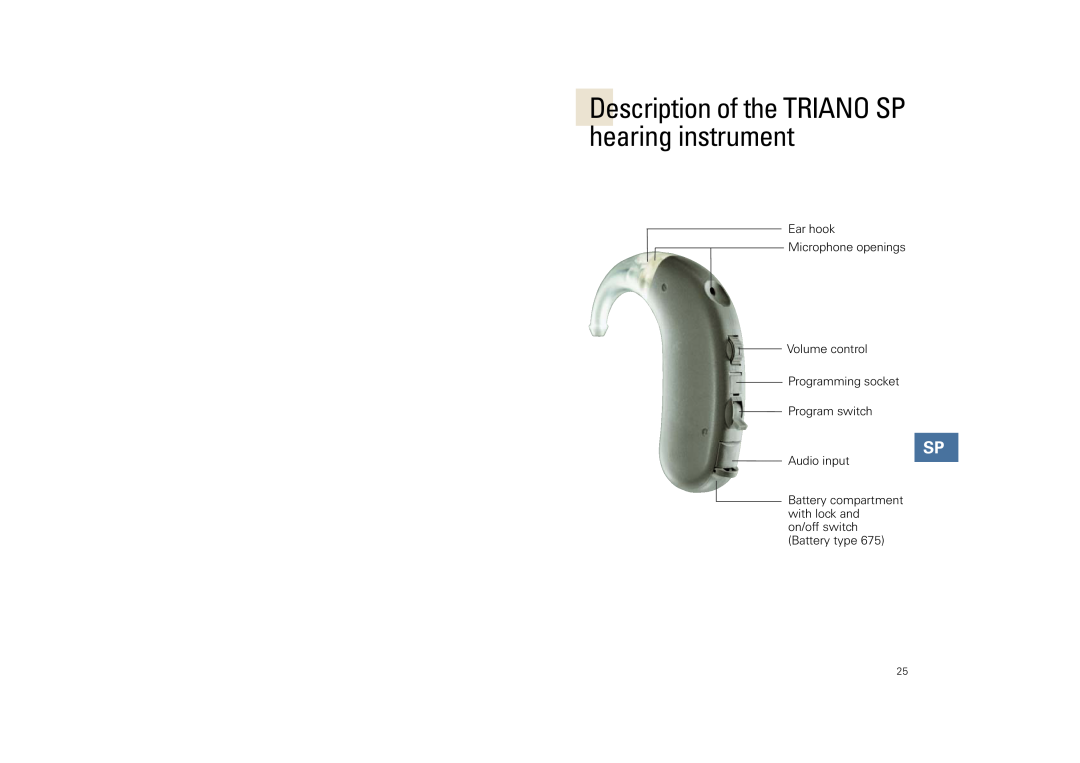 Siemens SL, 3 P manual Description of the TRIANO SP hearing instrument 