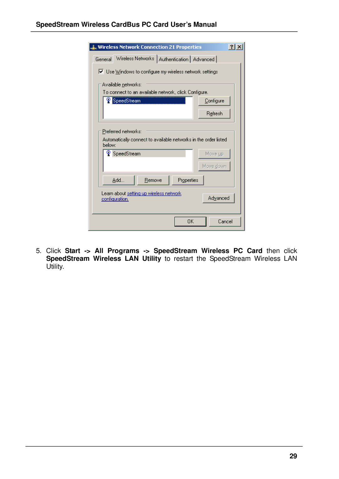 Siemens SS1021 user manual SpeedStream Wireless CardBus PC Card User’s Manual 