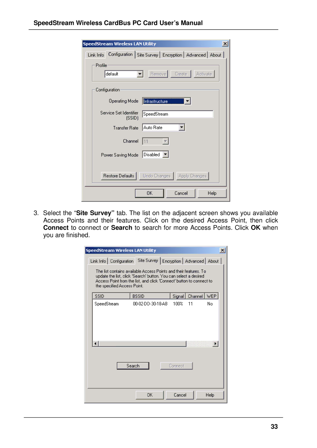 Siemens SS1021 user manual SpeedStream Wireless CardBus PC Card User’s Manual 