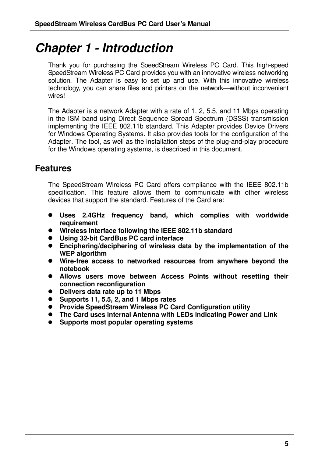 Siemens SS1021 user manual Introduction, Features 