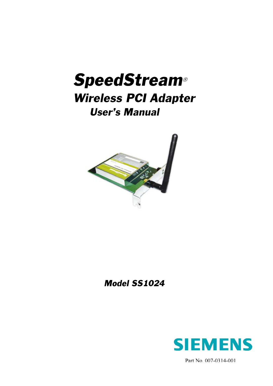 Siemens SS1024 user manual SpeedStream 