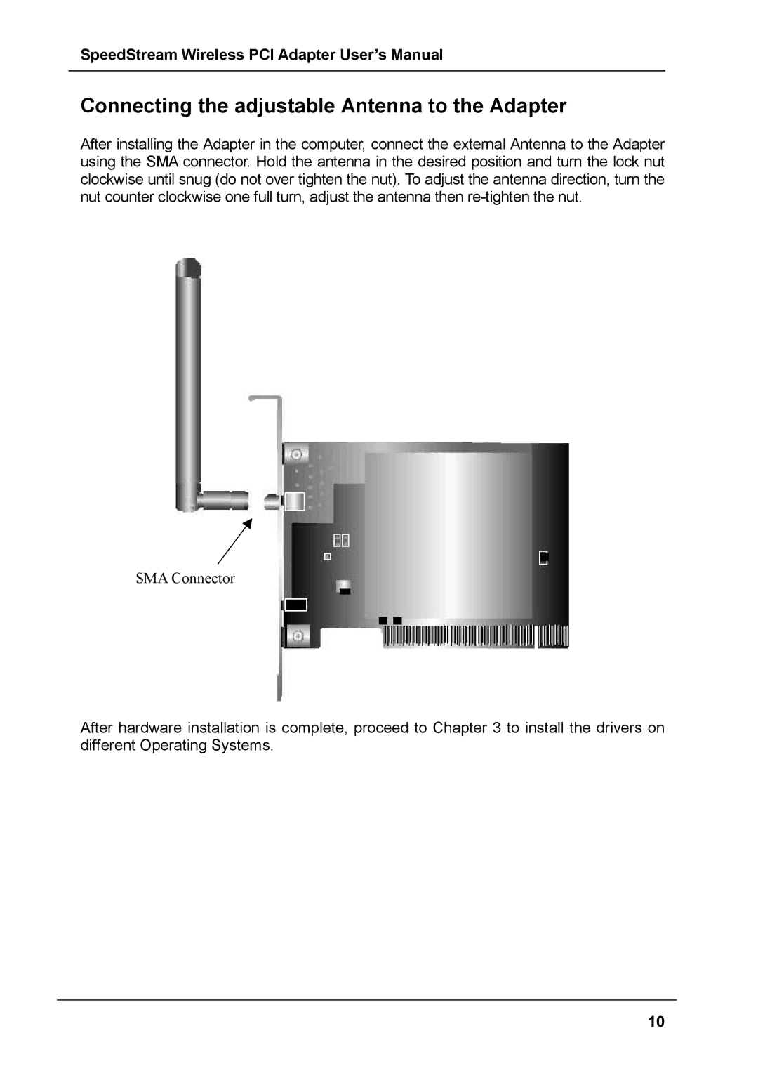 Siemens SS1024 user manual Connecting the adjustable Antenna to the Adapter 