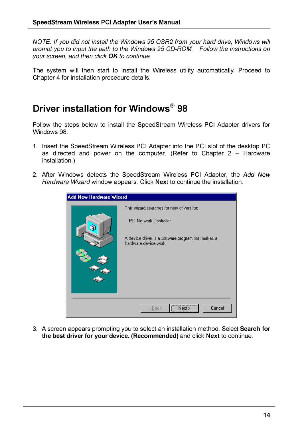 Siemens SS1024 user manual Driver installation for Windows 