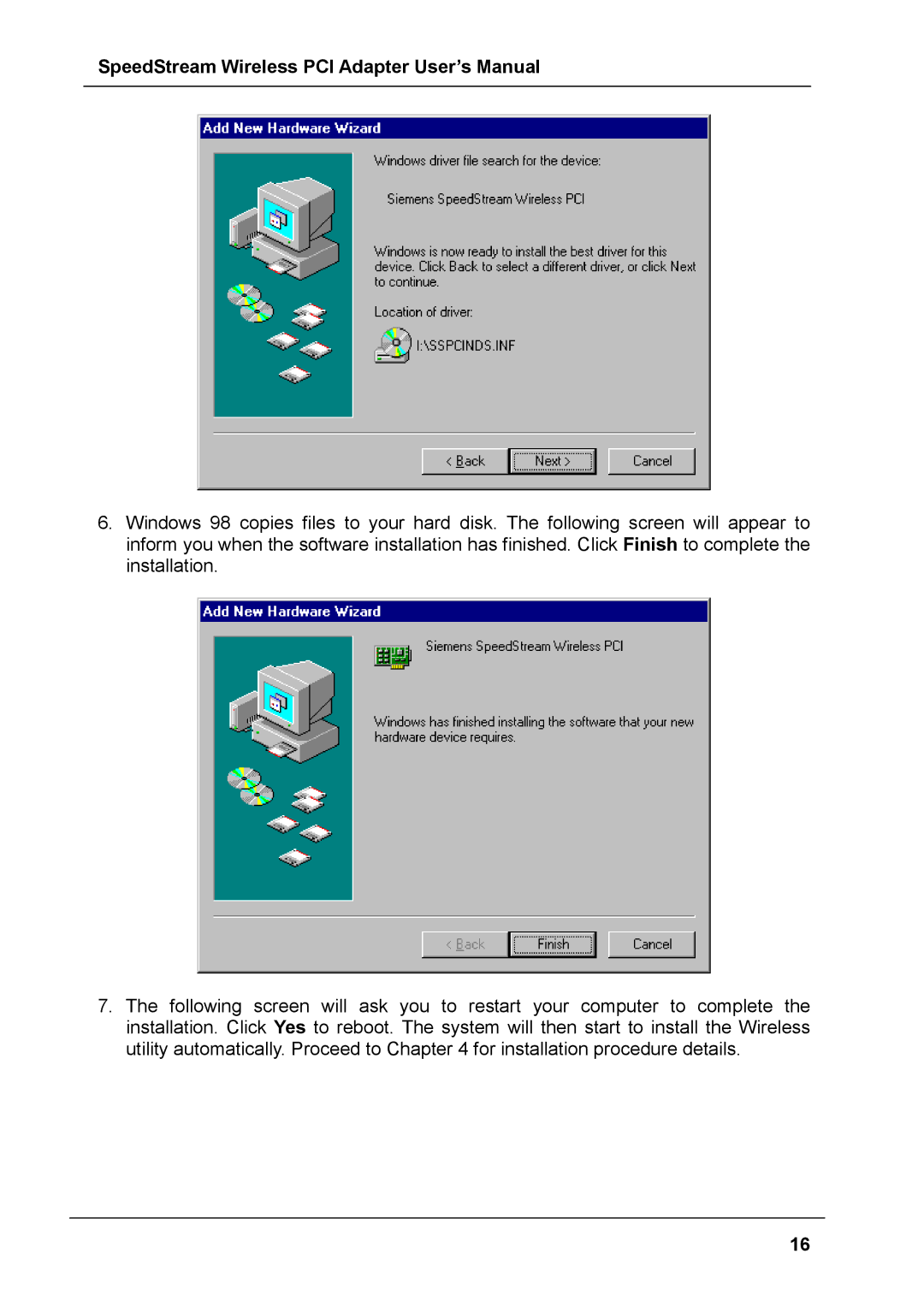 Siemens SS1024 user manual SpeedStream Wireless PCI Adapter User’s Manual 