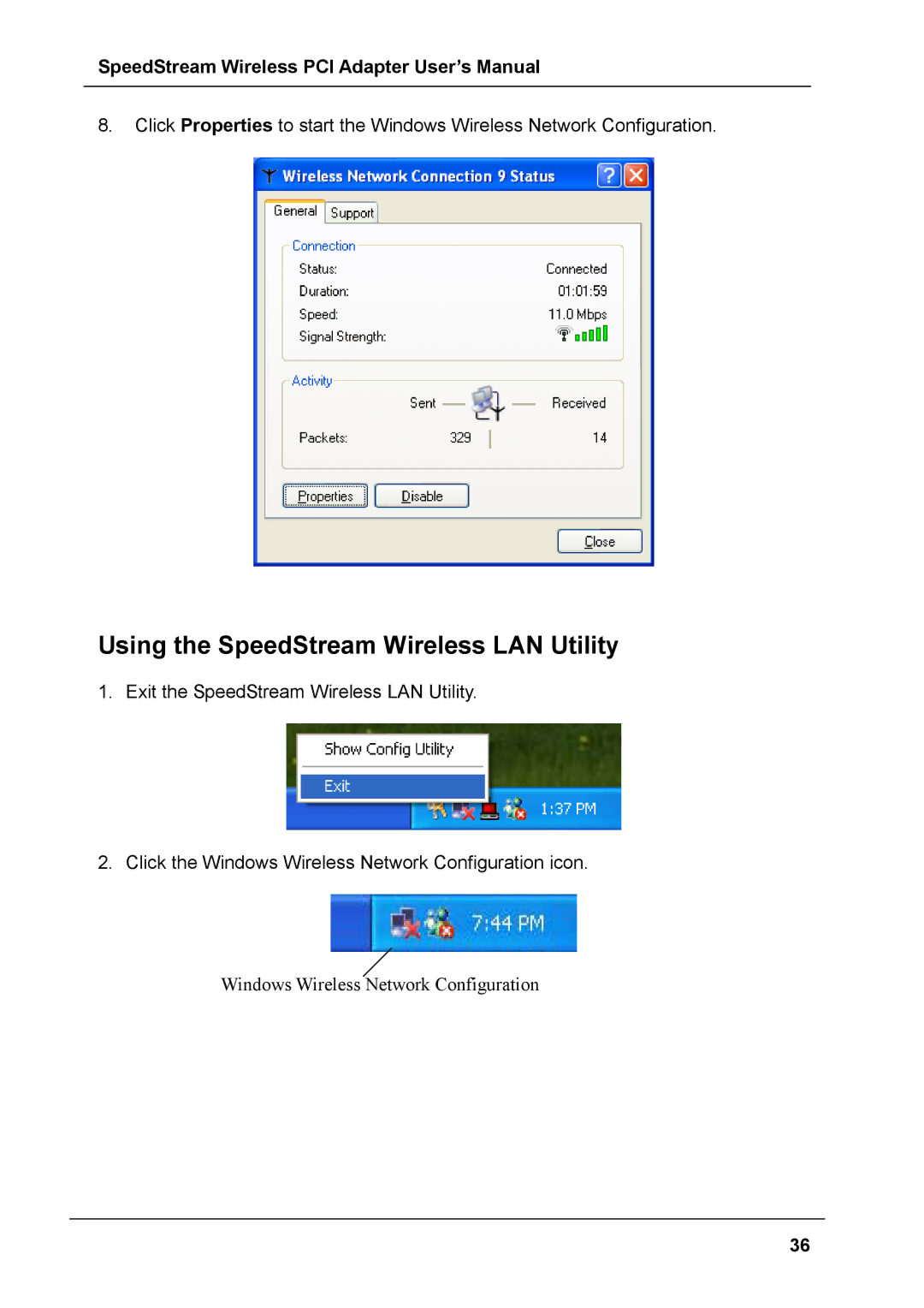 Siemens SS1024 user manual Using the SpeedStream Wireless LAN Utility 