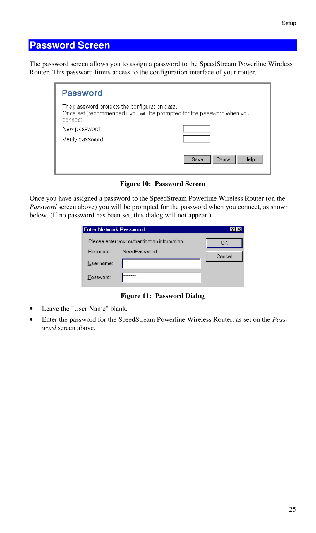 Siemens SS2524 manual Password Screen, Password Dialog 