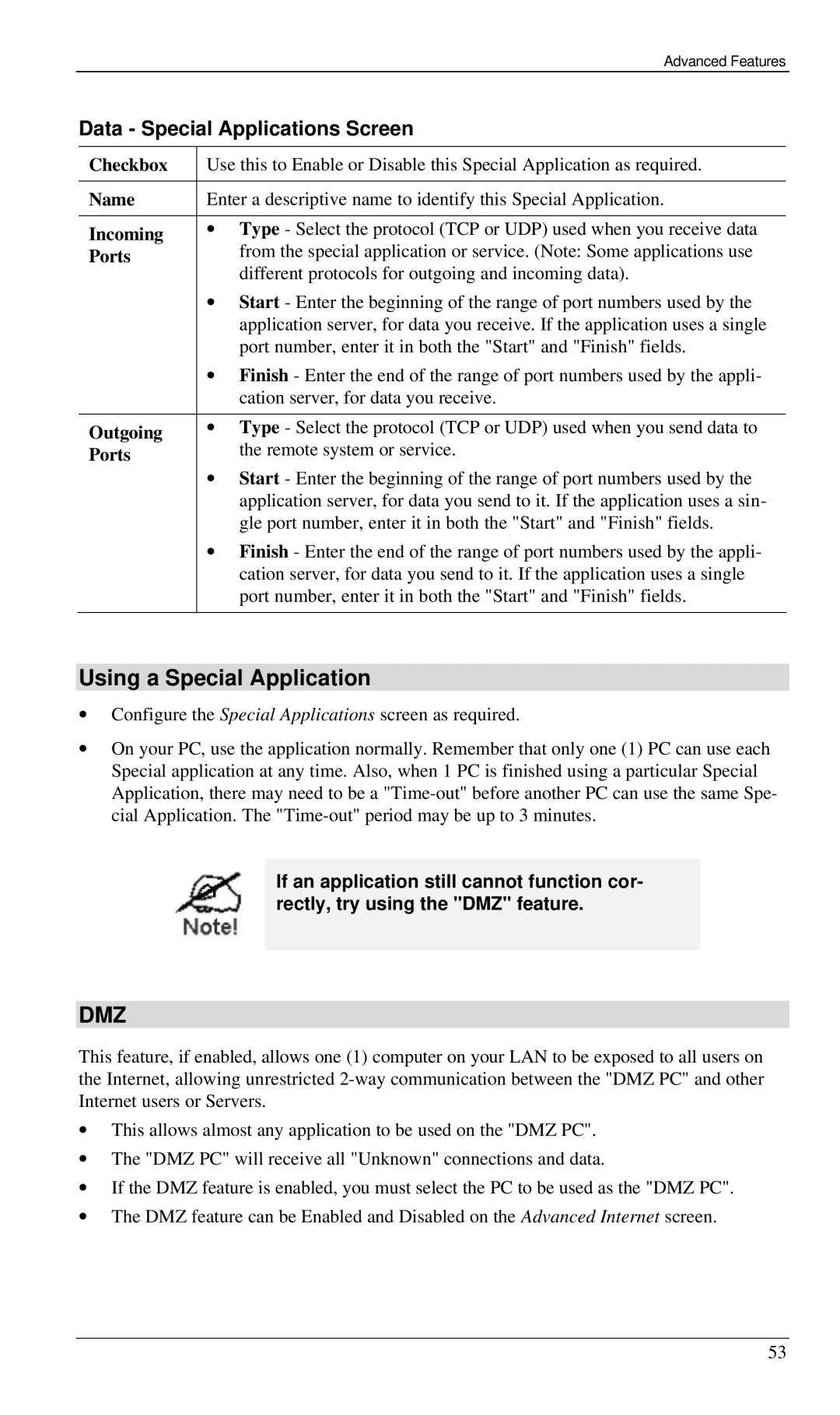 Siemens SS2524 manual Using a Special Application, Data Special Applications Screen 