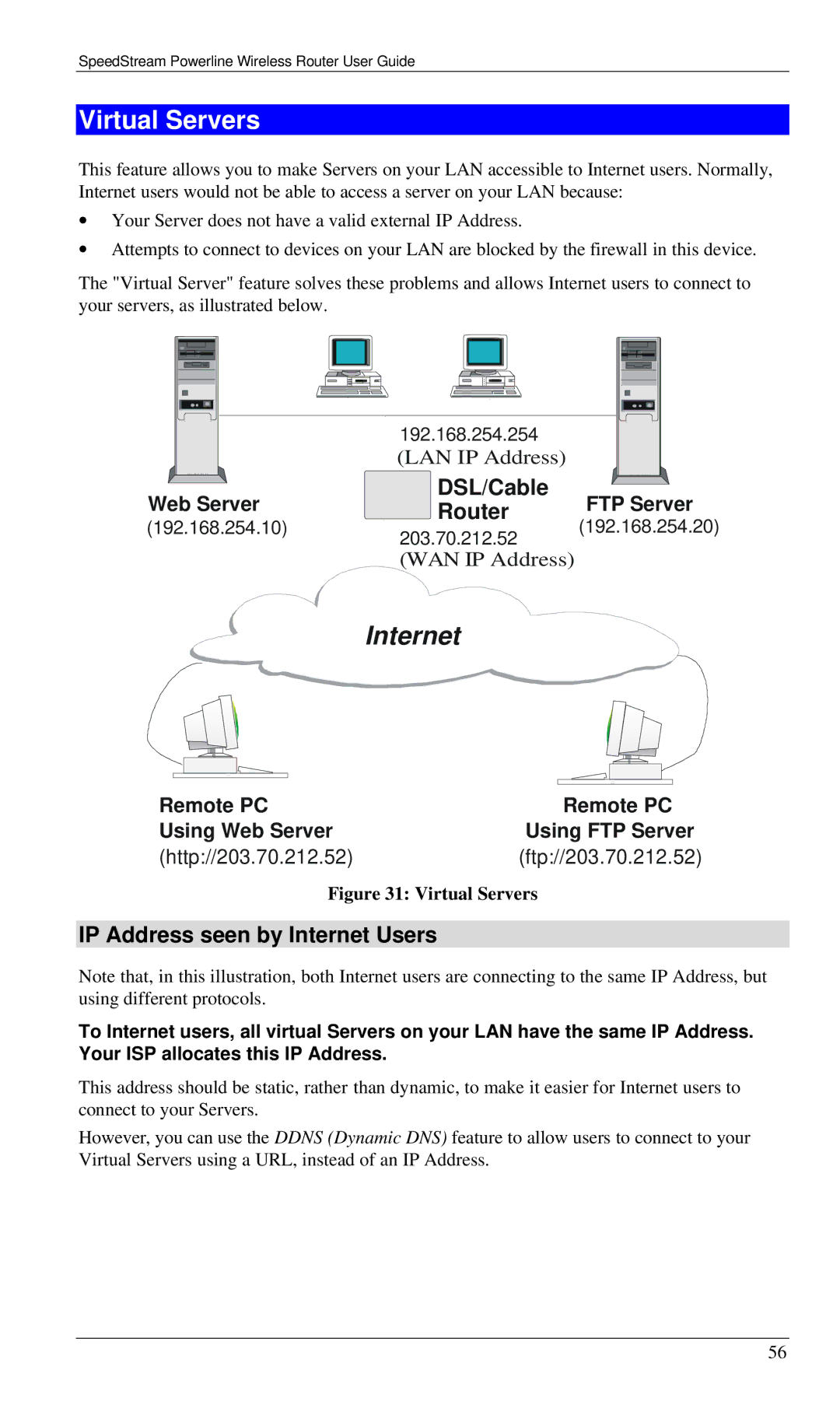 Siemens SS2524 manual Virtual Servers, IP Address seen by Internet Users 