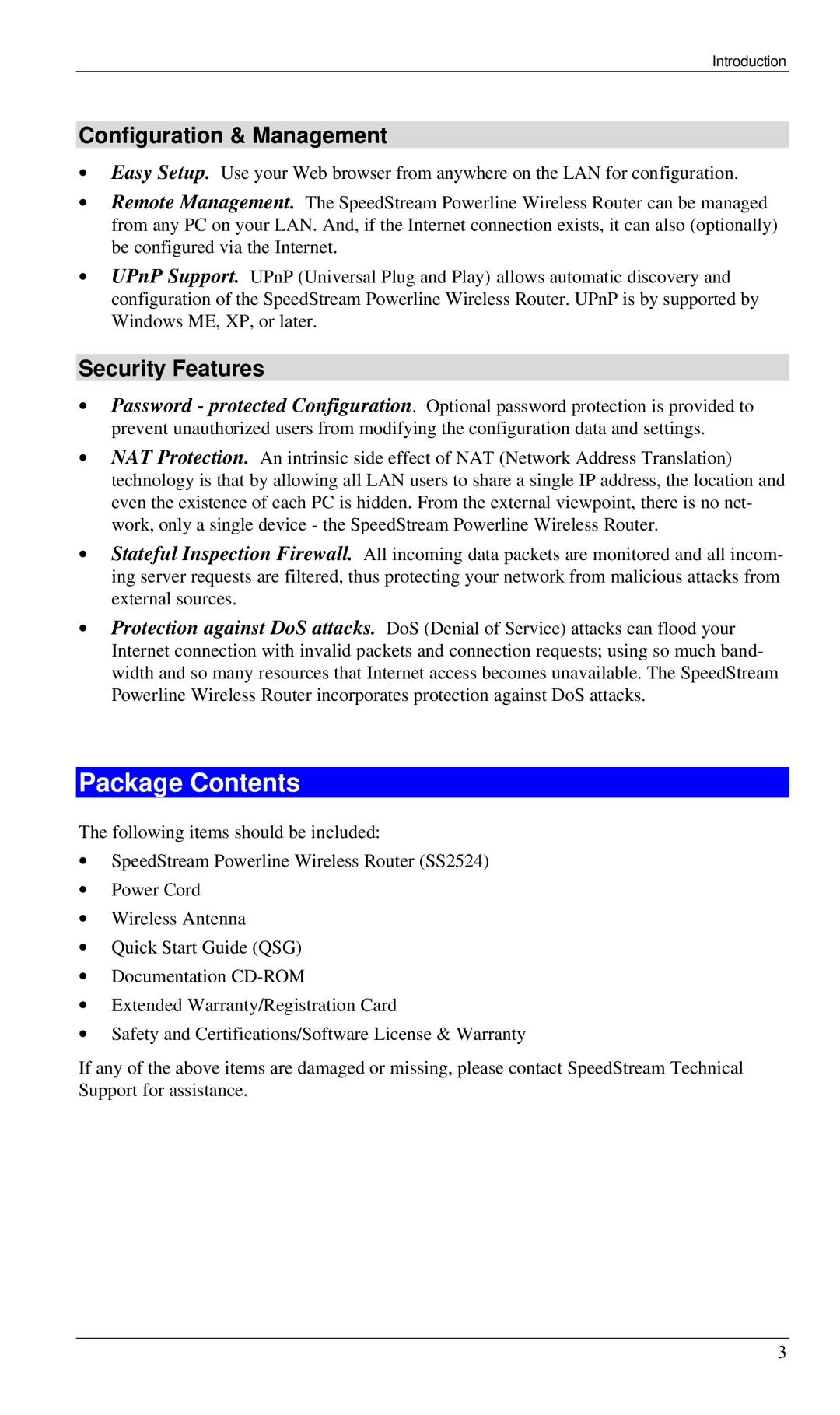 Siemens SS2524 manual Package Contents 