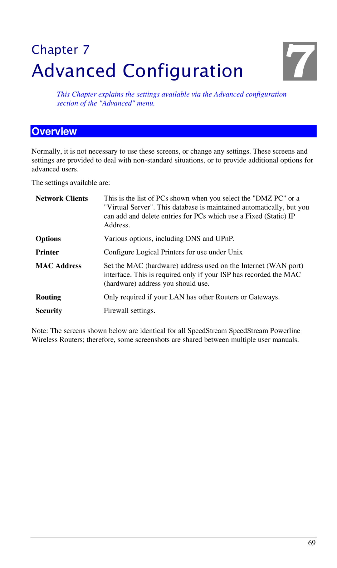 Siemens SS2524 manual Advanced Configuration, Network Clients, Printer 