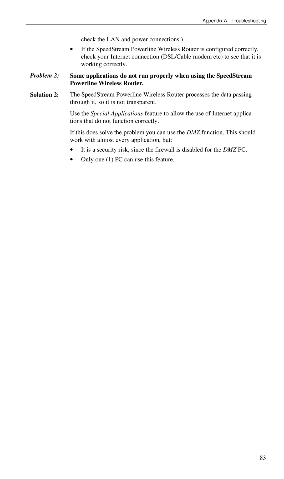 Siemens SS2524 manual Appendix a Troubleshooting 