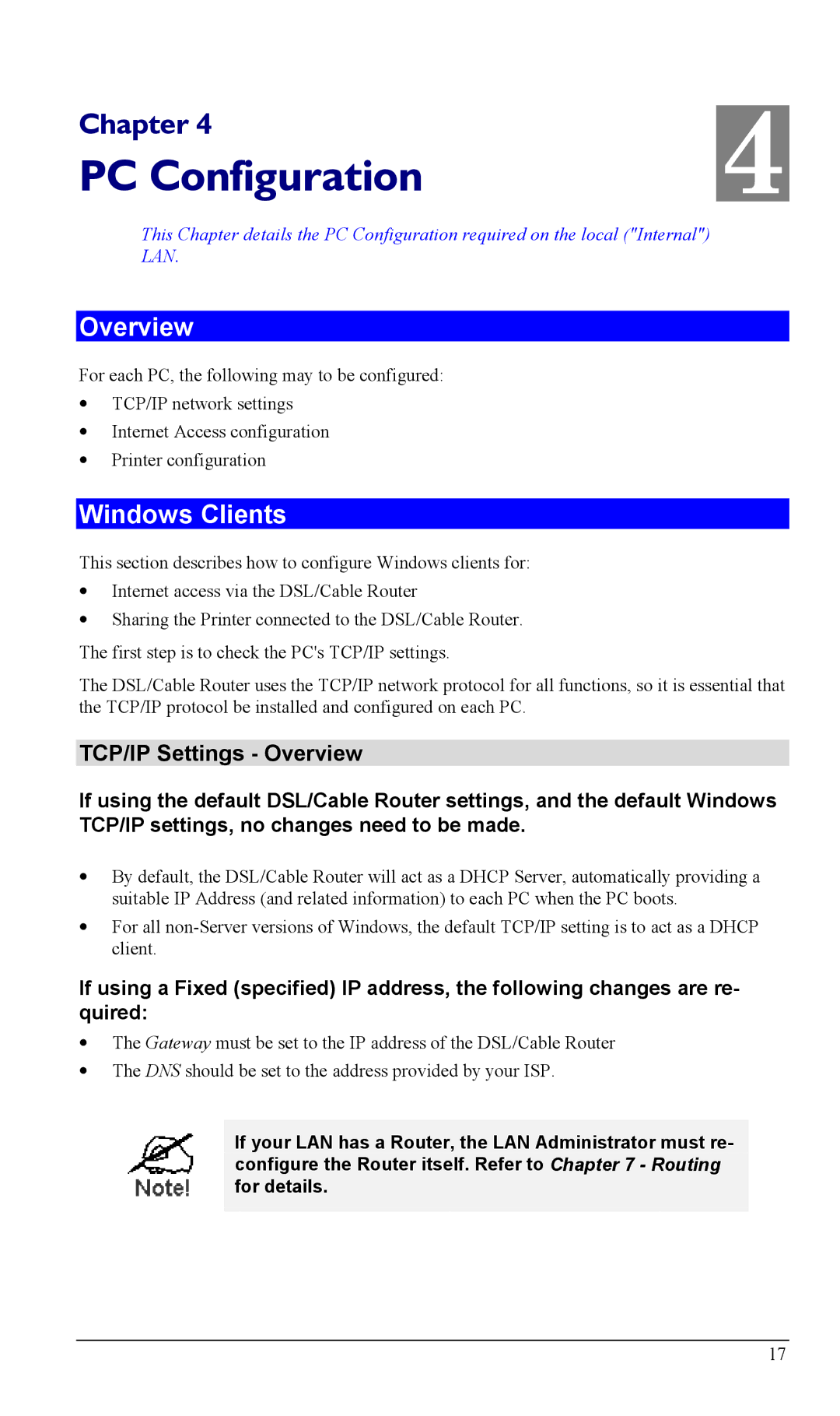 Siemens SS2604 manual PC Configuration, Windows Clients, TCP/IP Settings Overview 