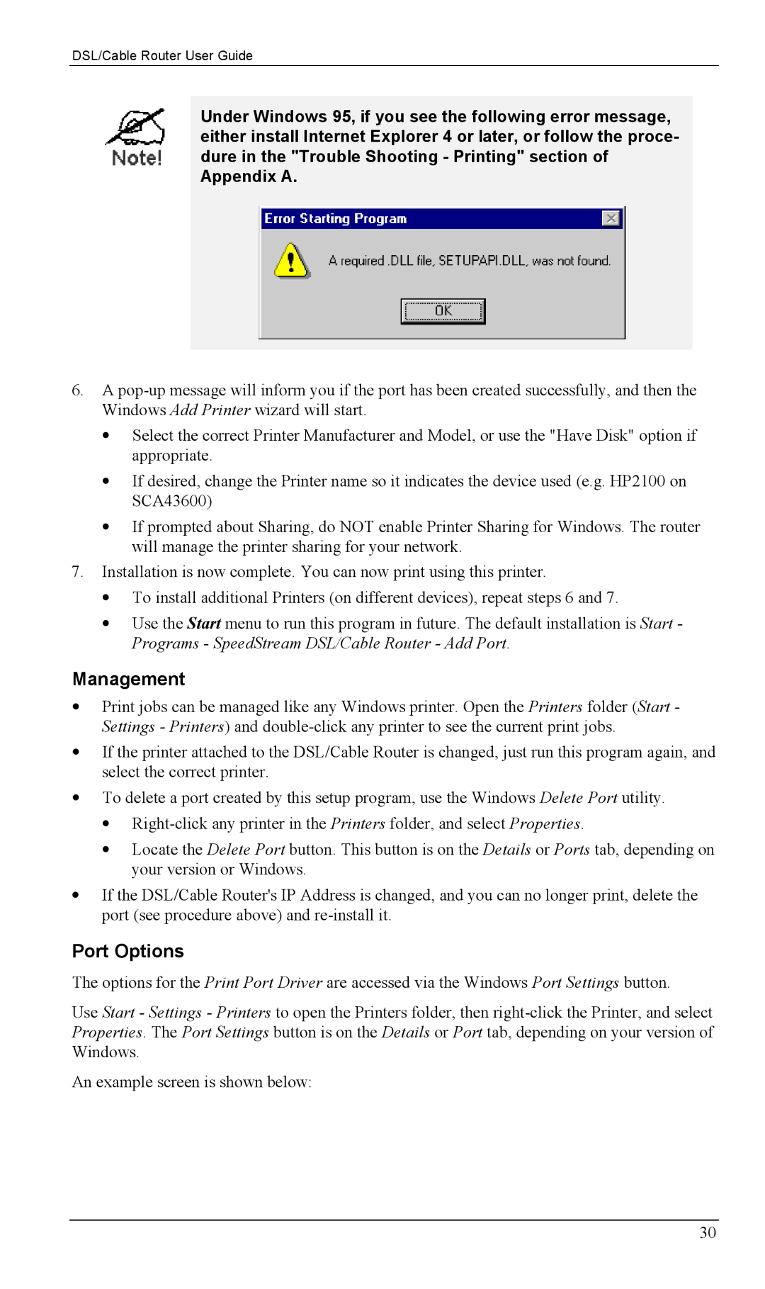 Siemens SS2604 manual Management, Port Options 