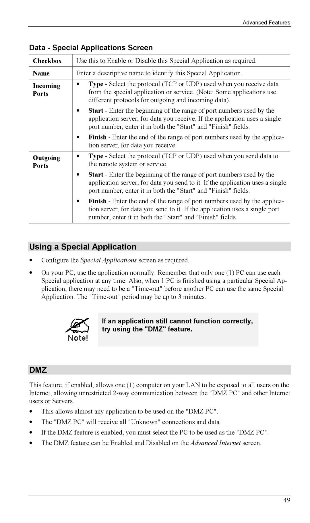 Siemens SS2604 manual Using a Special Application, Data Special Applications Screen 