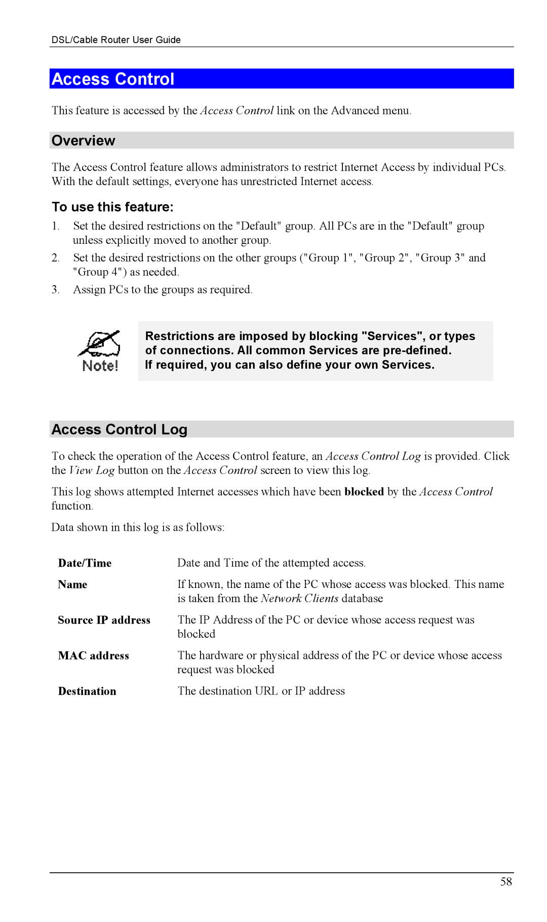 Siemens SS2604 manual Overview, Access Control Log, To use this feature 