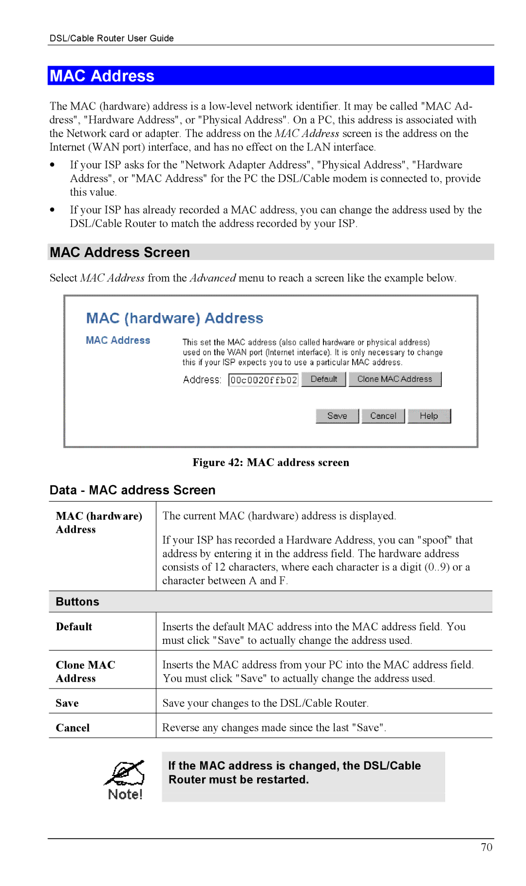 Siemens SS2604 manual MAC Address Screen, Data MAC address Screen 