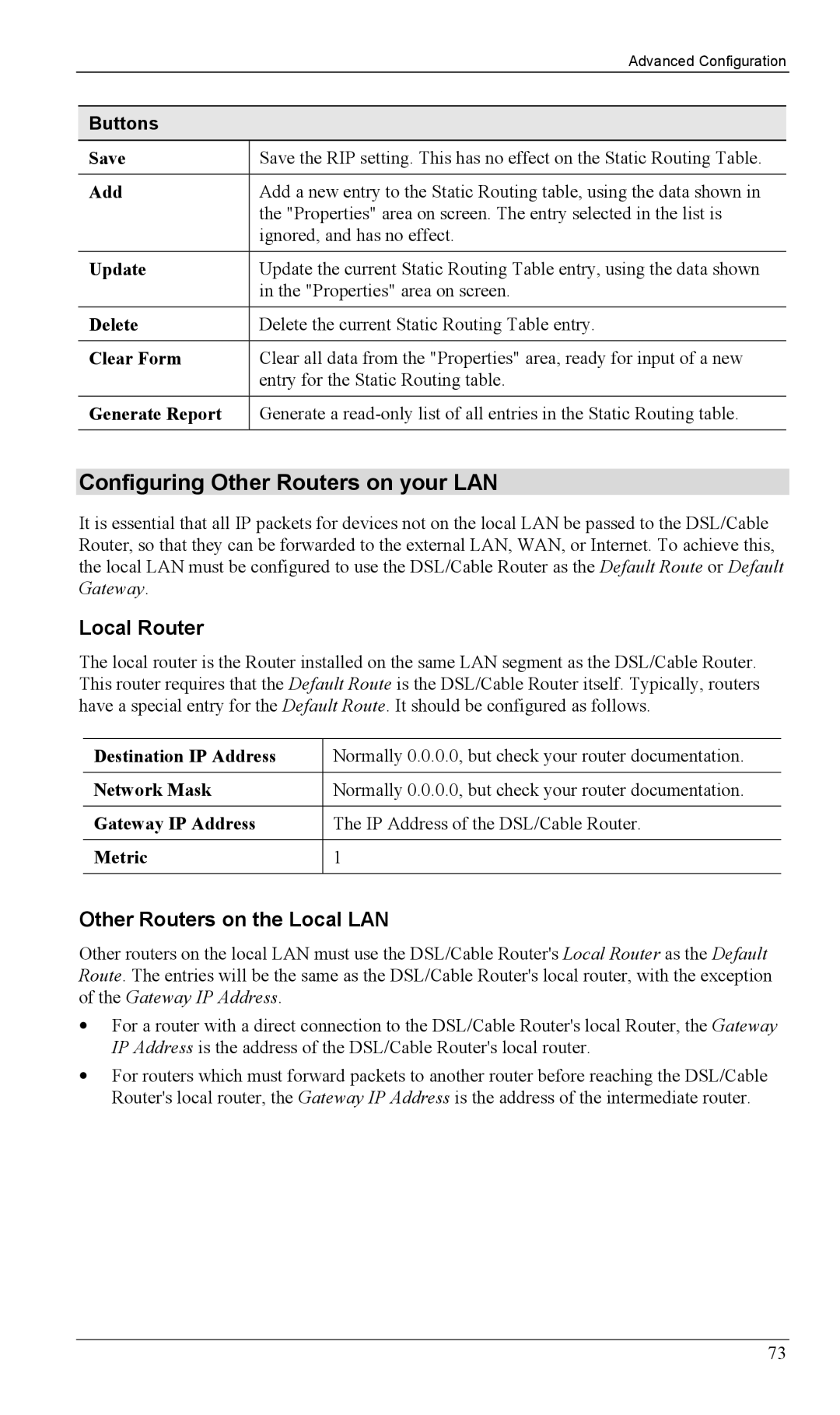 Siemens SS2604 manual Configuring Other Routers on your LAN, Local Router, Other Routers on the Local LAN 