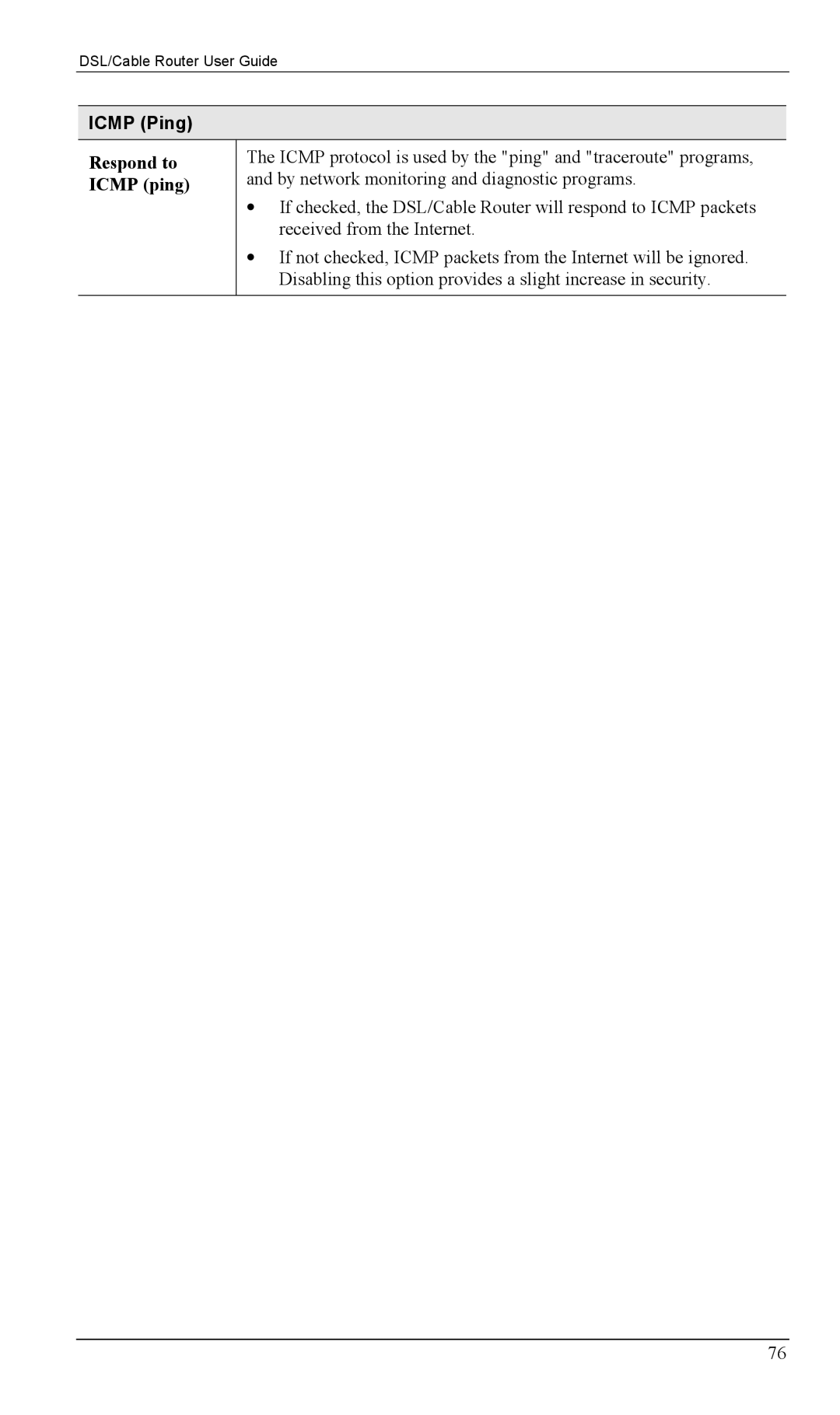 Siemens SS2604 manual Icmp Ping, Respond to, Icmp ping 