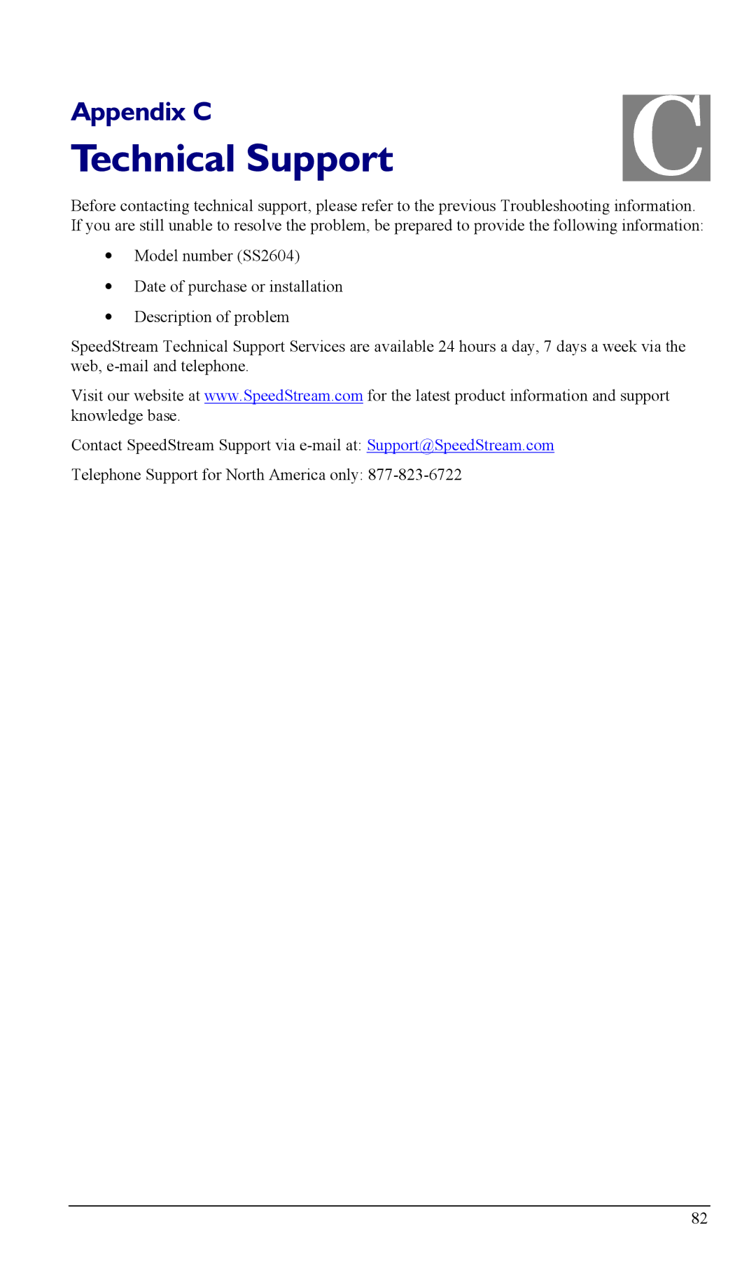 Siemens SS2604 manual Technical Support 