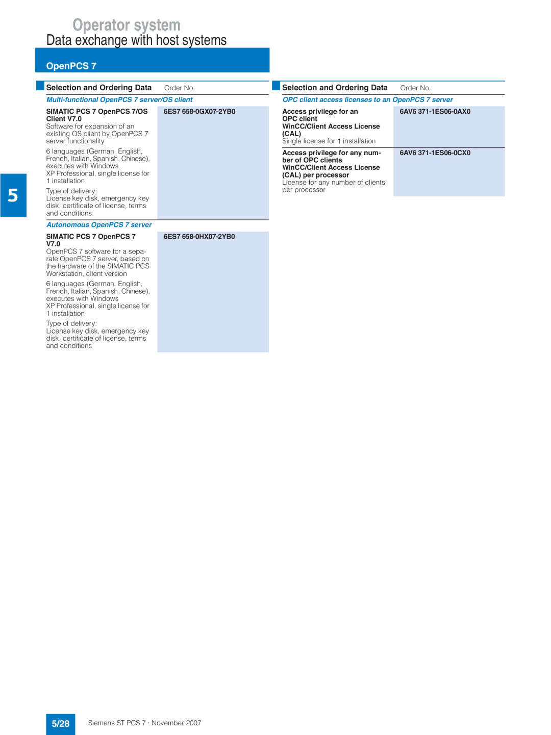 Siemens ST PCS 7 Data exchange with host systems, Multi-functional OpenPCS 7 server/OS client, Autonomous OpenPCS 7 server 