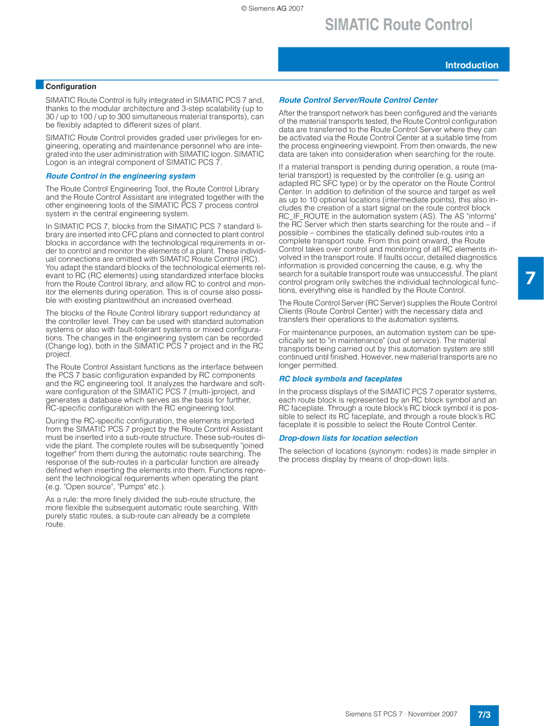 Siemens ST PCS 7 manual Route Control in the engineering system, Route Control Server/Route Control Center 