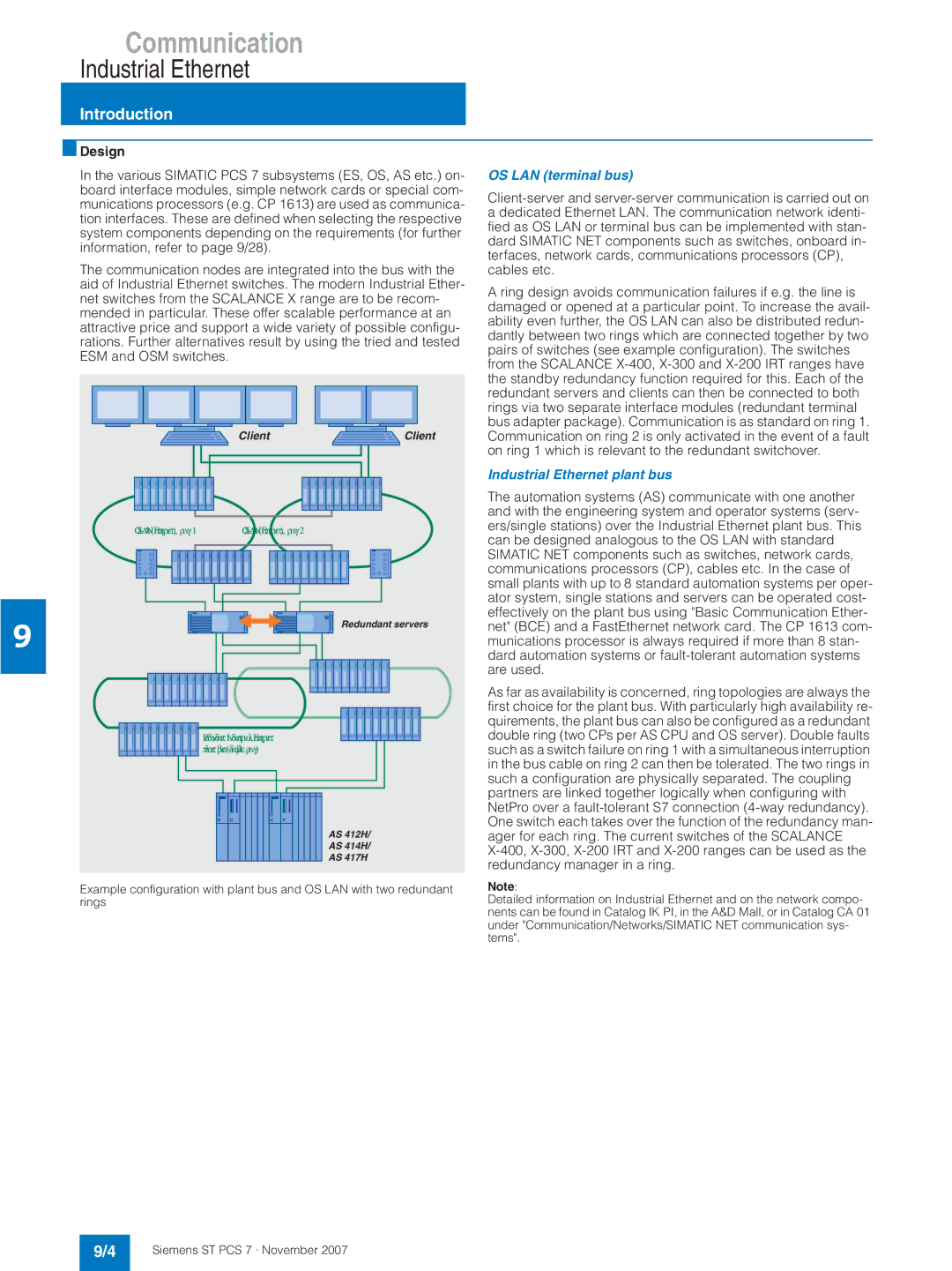 Siemens ST PCS 7 manual OS LAN terminal bus, Industrial Ethernet plant bus 