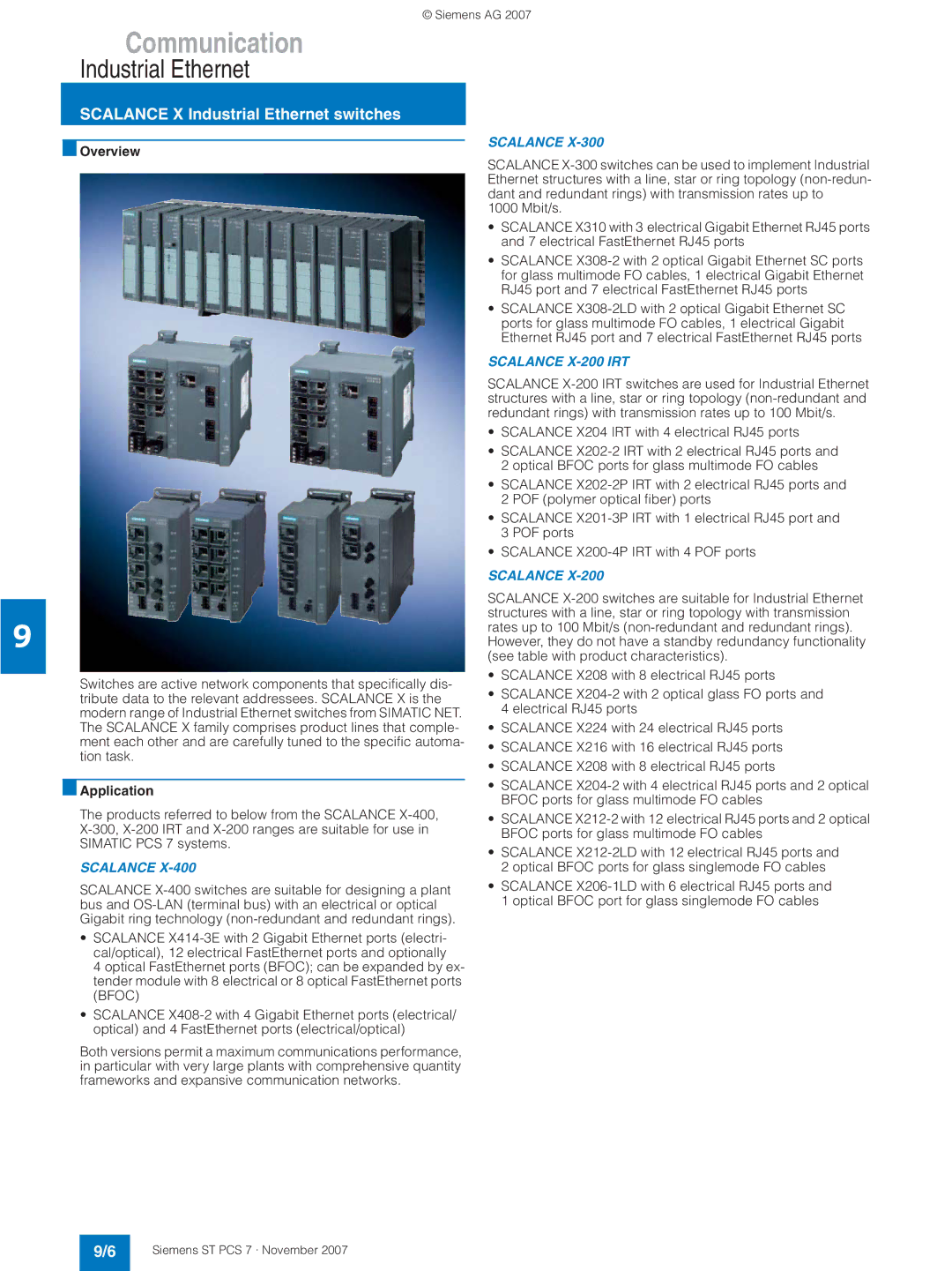 Siemens ST PCS 7 manual Scalance X Industrial Ethernet switches, Overview 