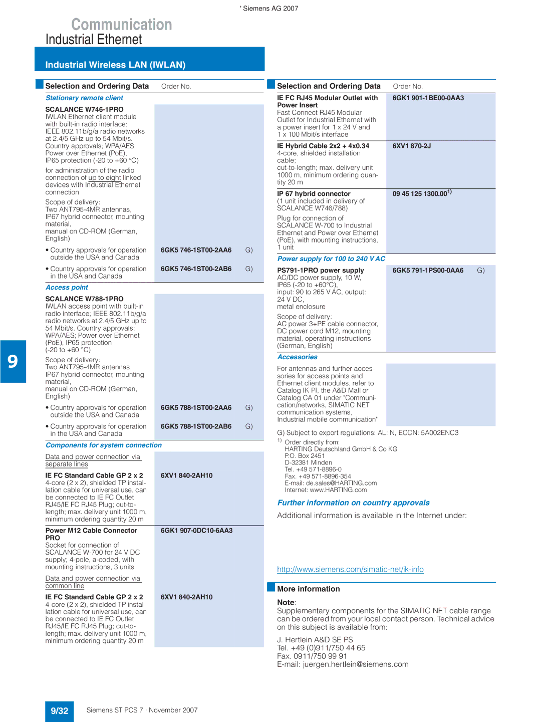 Siemens ST PCS 7 manual Further information on country approvals, Stationary remote client, Access point, Accessories 