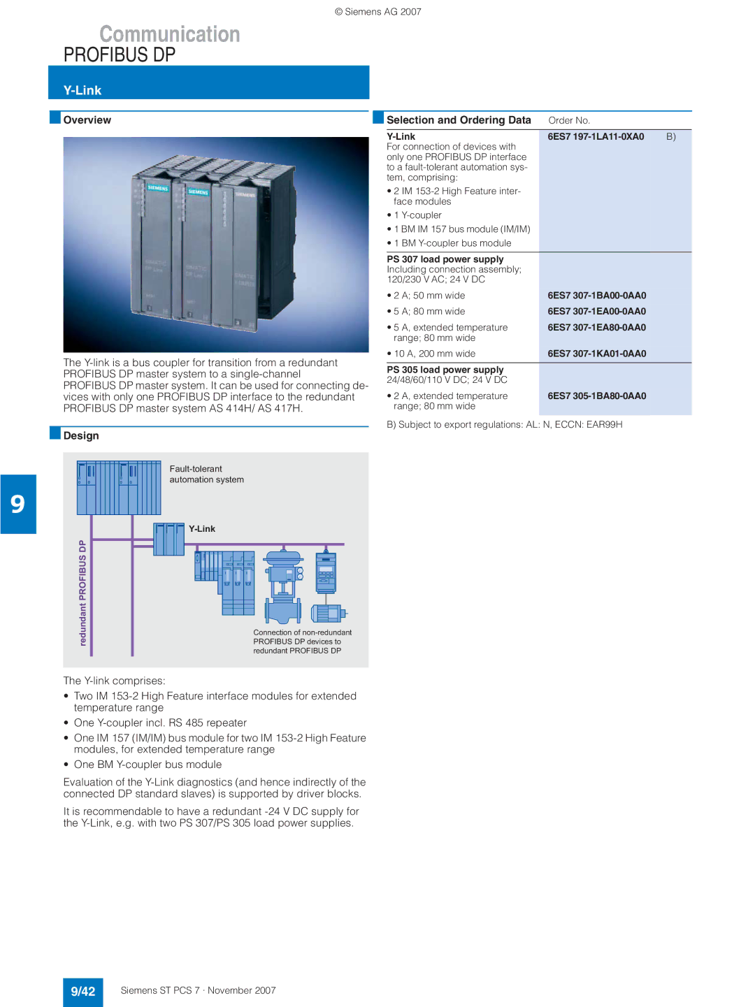 Siemens ST PCS 7 manual Link, PS 307 load power supply, 6ES7 307-1KA01-0AA0, PS 305 load power supply 