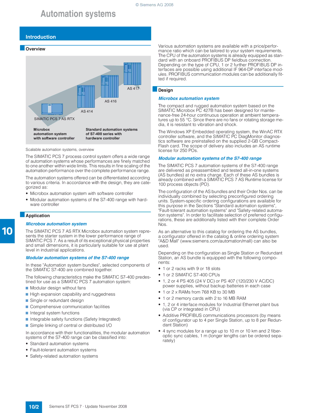 Siemens ST PCS 7 manual Automation systems, 10/2 