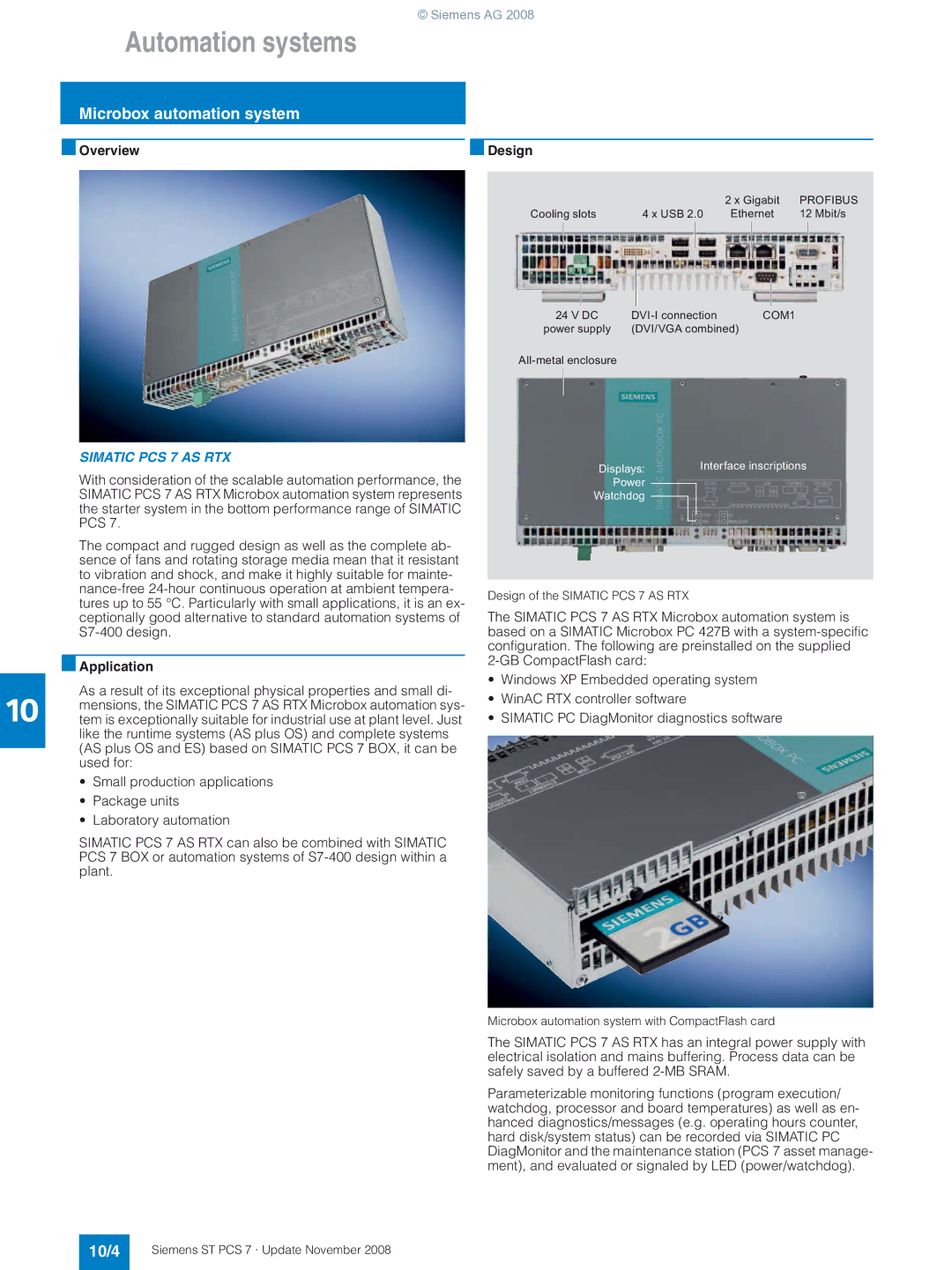 Siemens ST PCS 7 manual Microbox automation system, 10/4 