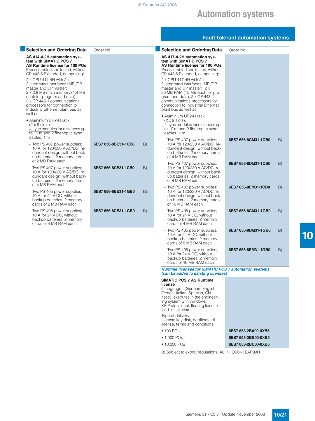 Siemens ST PCS 7 manual Automation systems, 10/21 