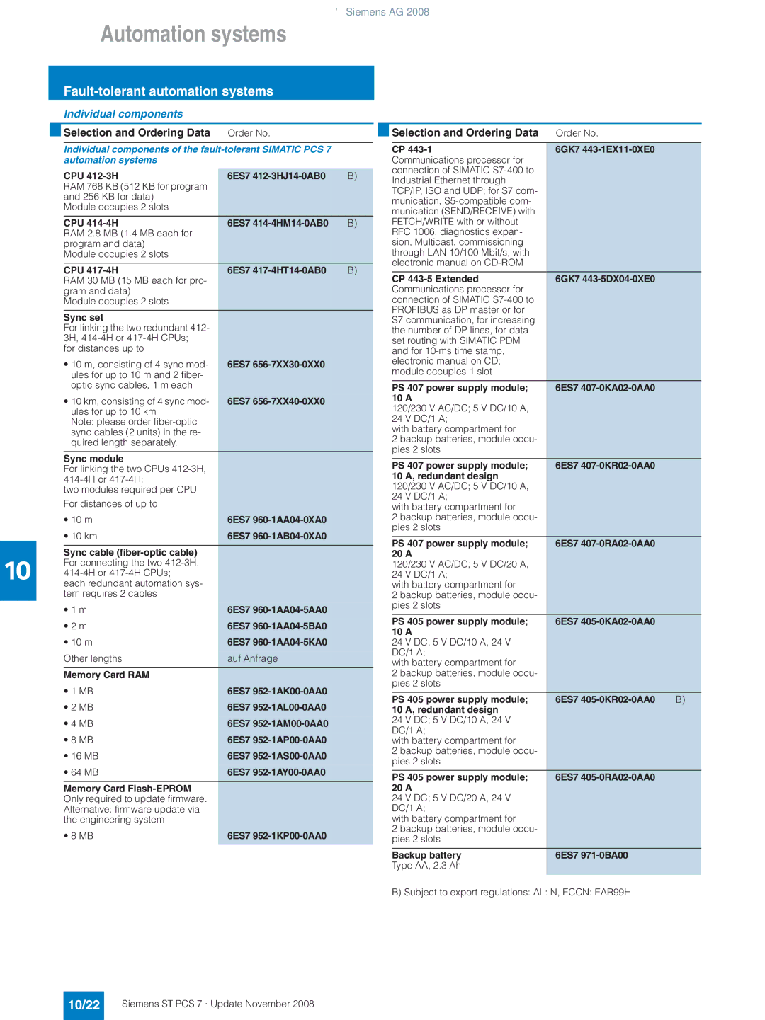 Siemens ST PCS 7 manual 10/22, Automation systems 