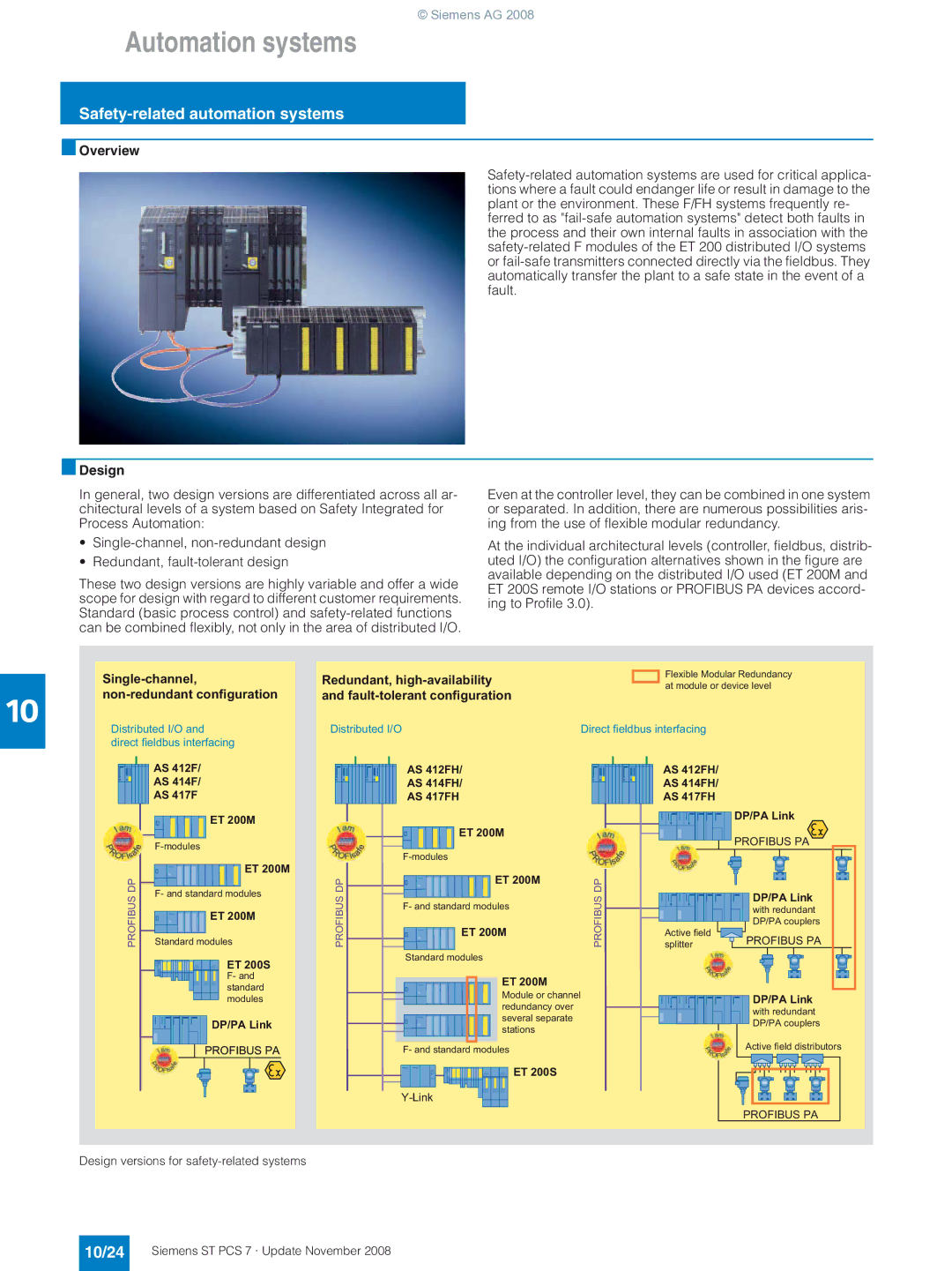 Siemens ST PCS 7 manual Safety-related automation systems, 10/24 