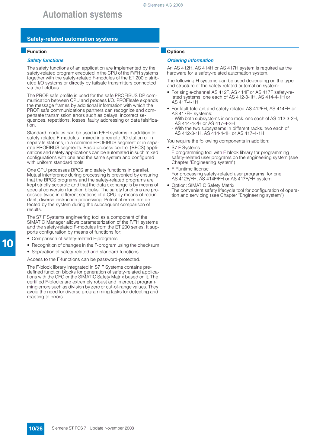 Siemens ST PCS 7 manual 10/26, Safety functions 