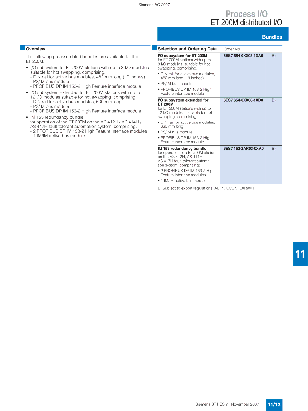 Siemens ST PCS 7 manual Bundles, 11/13 