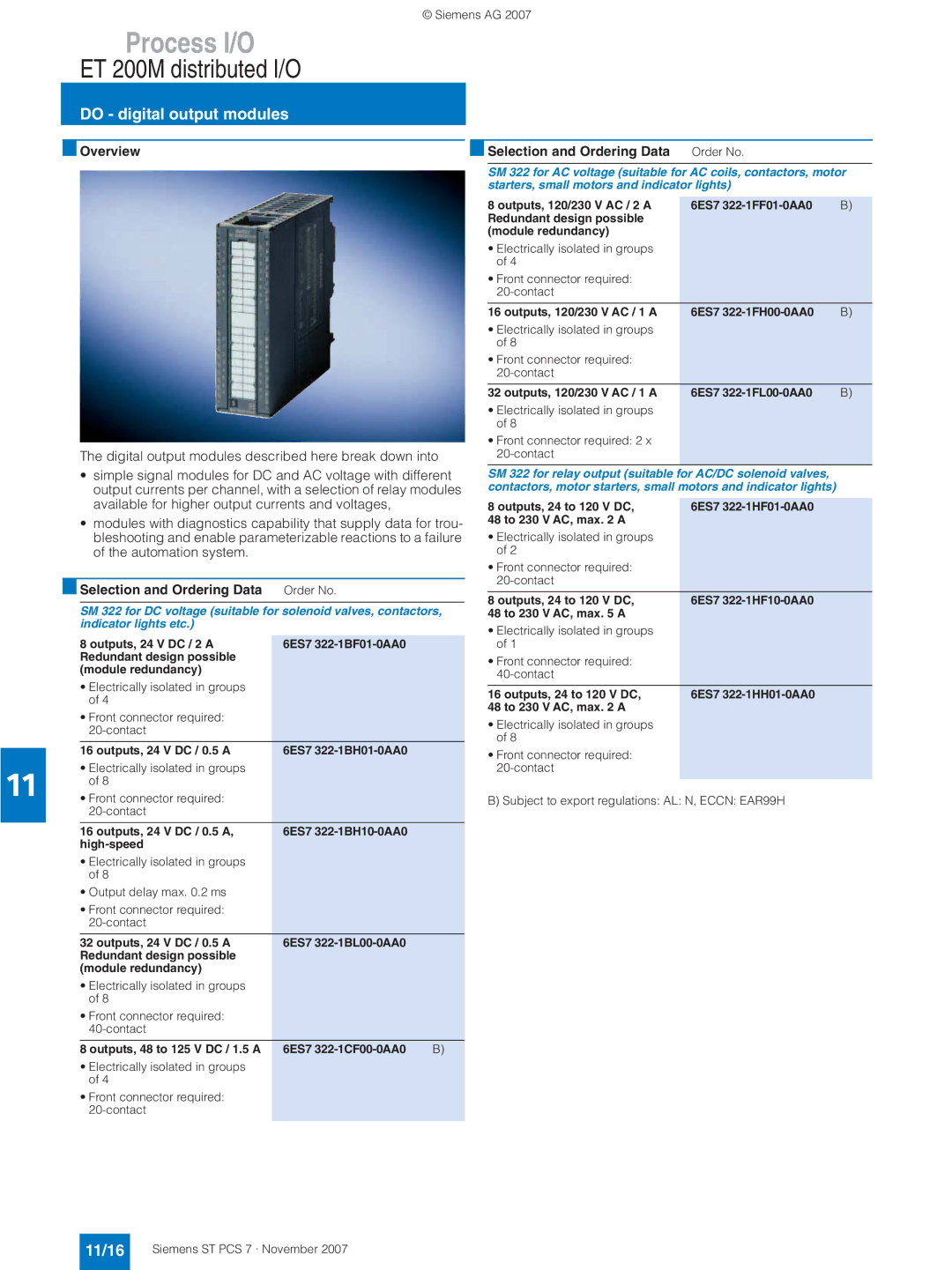 Siemens ST PCS 7 manual Do digital output modules, 11/16 