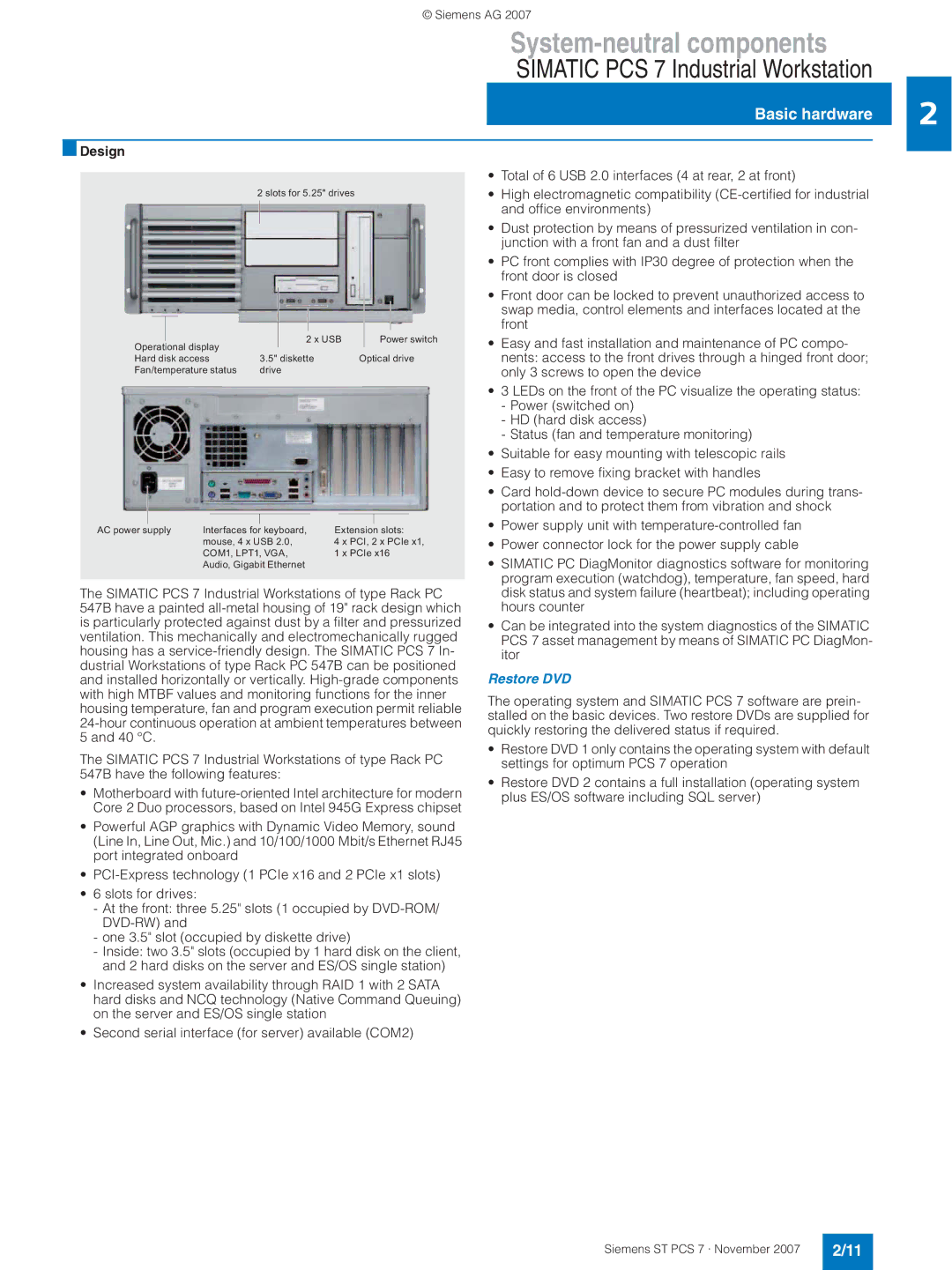 Siemens ST PCS 7 manual Design, Restore DVD 