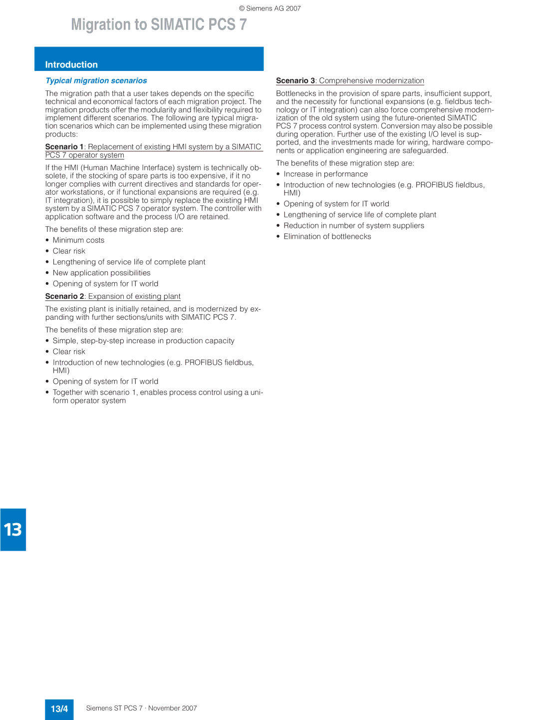 Siemens ST PCS 7 manual 13/4, Typical migration scenarios 