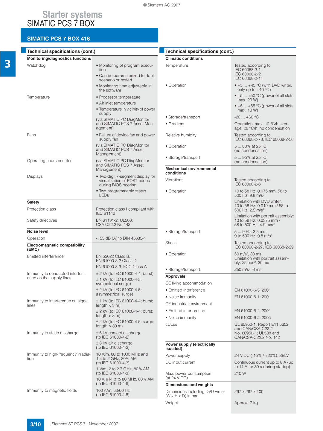 Siemens ST PCS 7 manual Monitoring/diagnostics functions, Mechanical environmental Conditions 